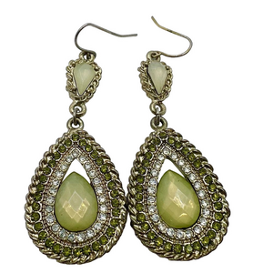 High quality jewel and rhinestone studded teardrop dangle earrings